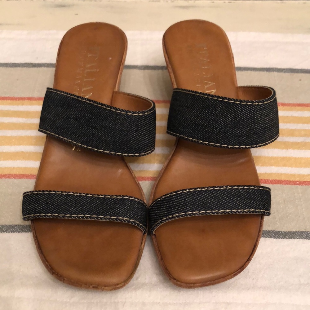 Italian Shoe Makers wedge size 7.5. Denim style great for all year
